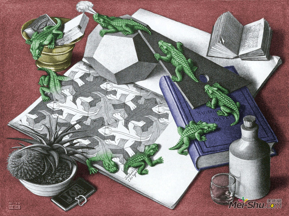 莫里兹·柯尼利斯·艾雪(M.C. Escher)高清作品《爬行动物颜色》
