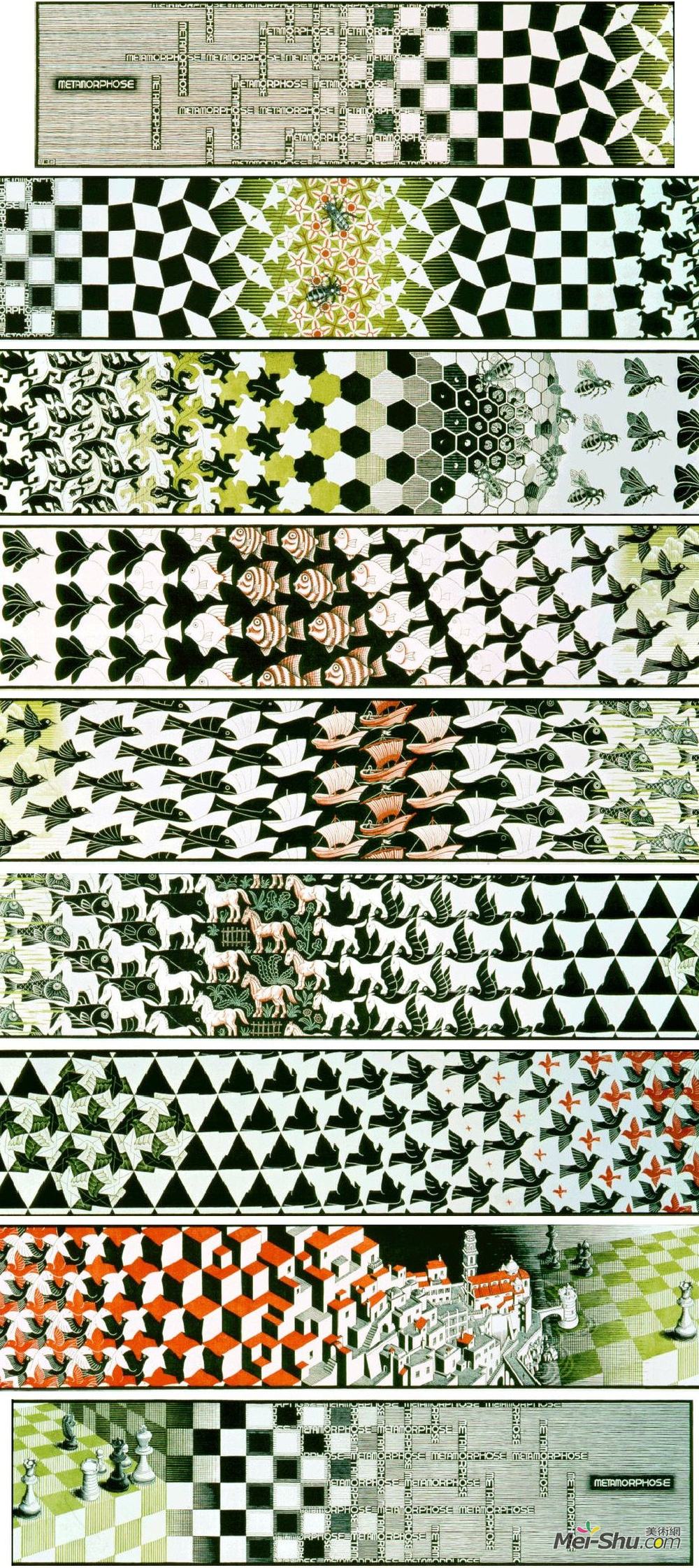 莫里兹·柯尼利斯·艾雪(M.C. Escher)高清作品《蜕变Ⅲ》