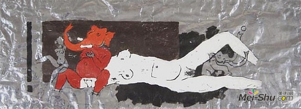 胡森(M.F. Husain)高清作品《嬉戏的甘尼什》