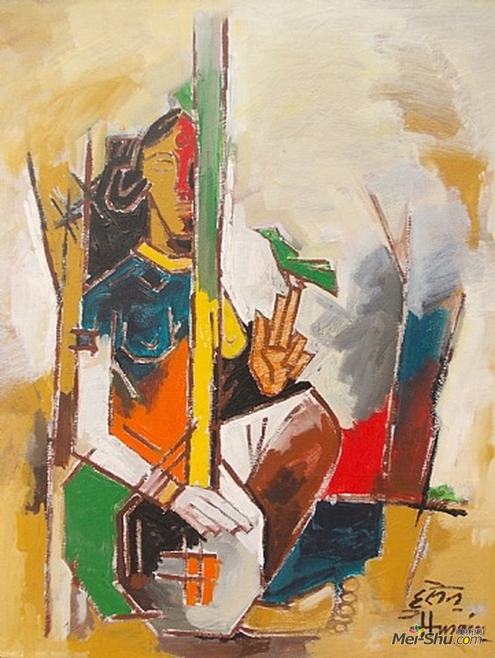 胡森(M.F. Husain)高清作品《维娜夫人》