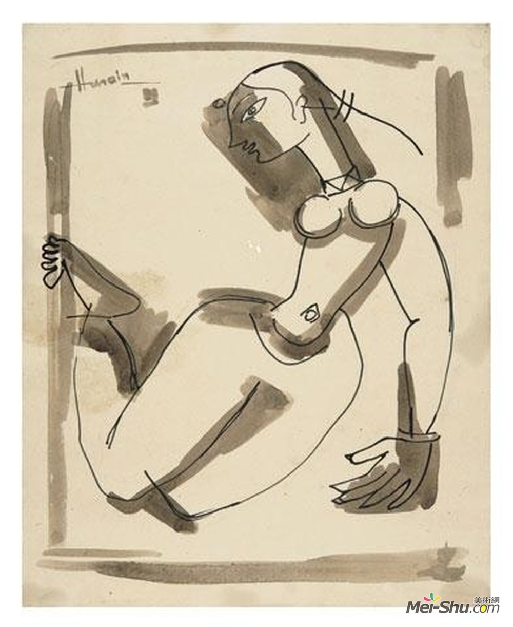 胡森(M.F. Husain)高清作品《女性形象》