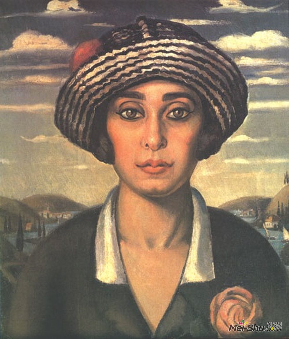 马哈茂德赛义德贝伊(Mahmoud Saiid)高清作品《画家的妻子戴着帽子》