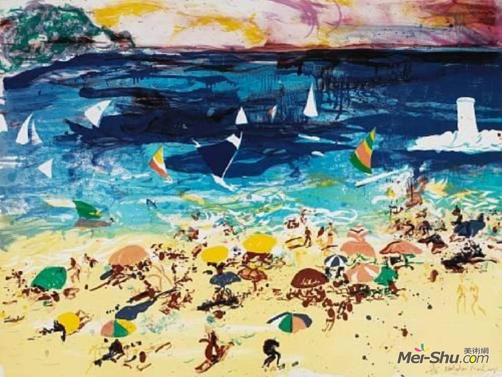 马尔科姆·莫利(Malcolm Morley)高清作品《海滩风光》