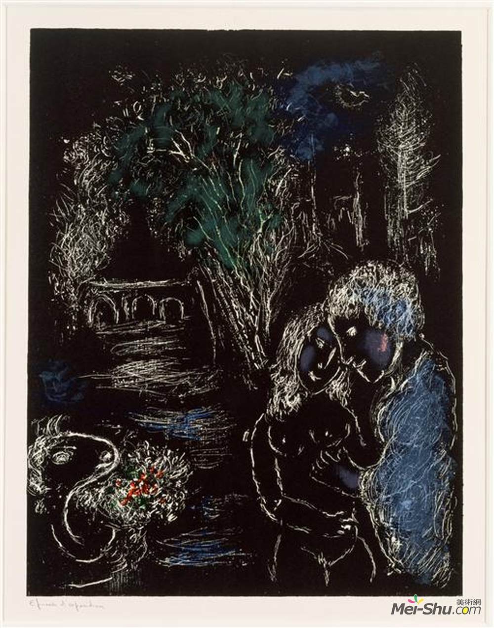 马克·夏加尔(Marc Chagall)高清作品《有情人的绿树》