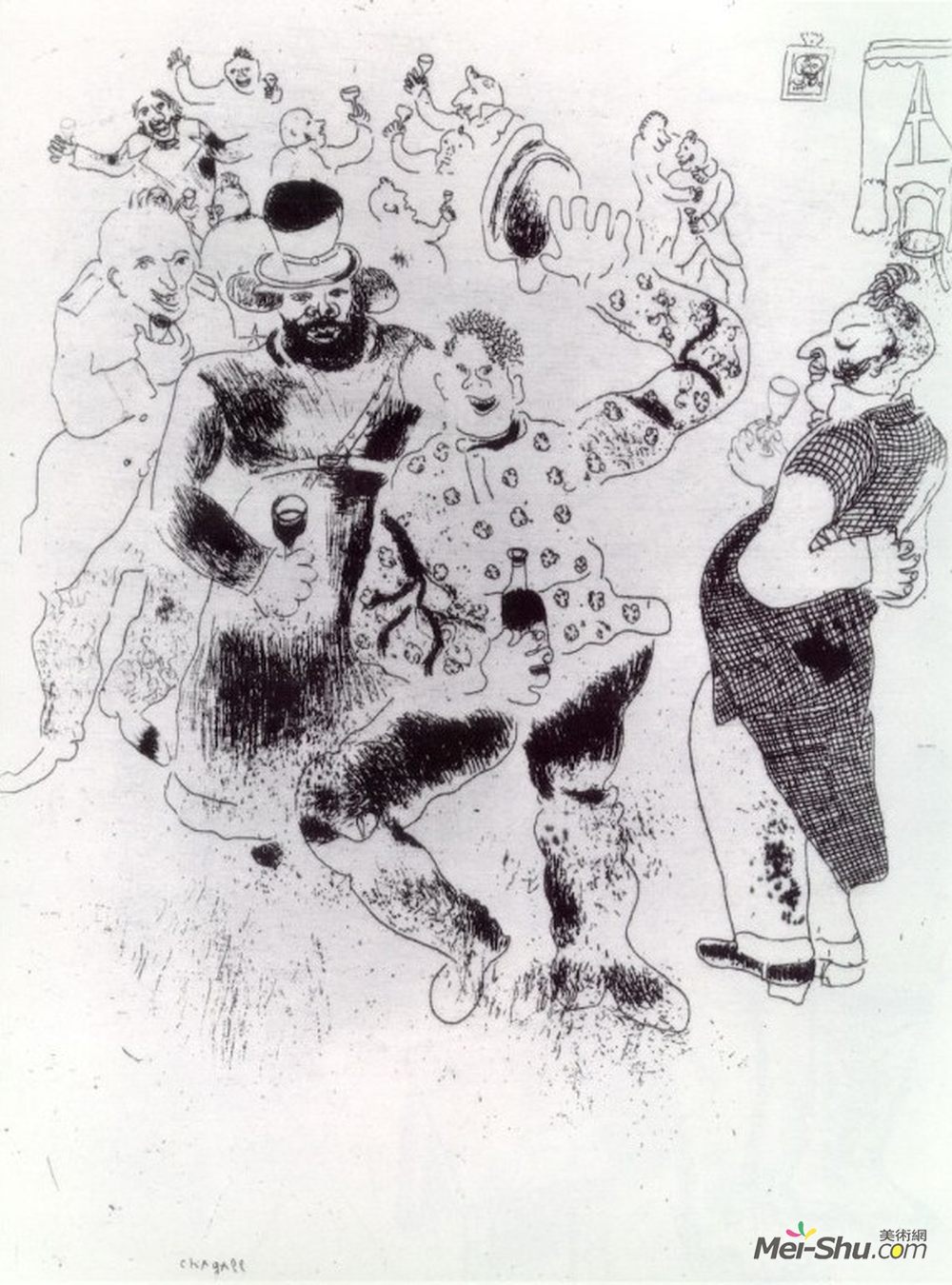 马克·夏加尔(Marc Chagall)高清作品《警察局长的宴会》