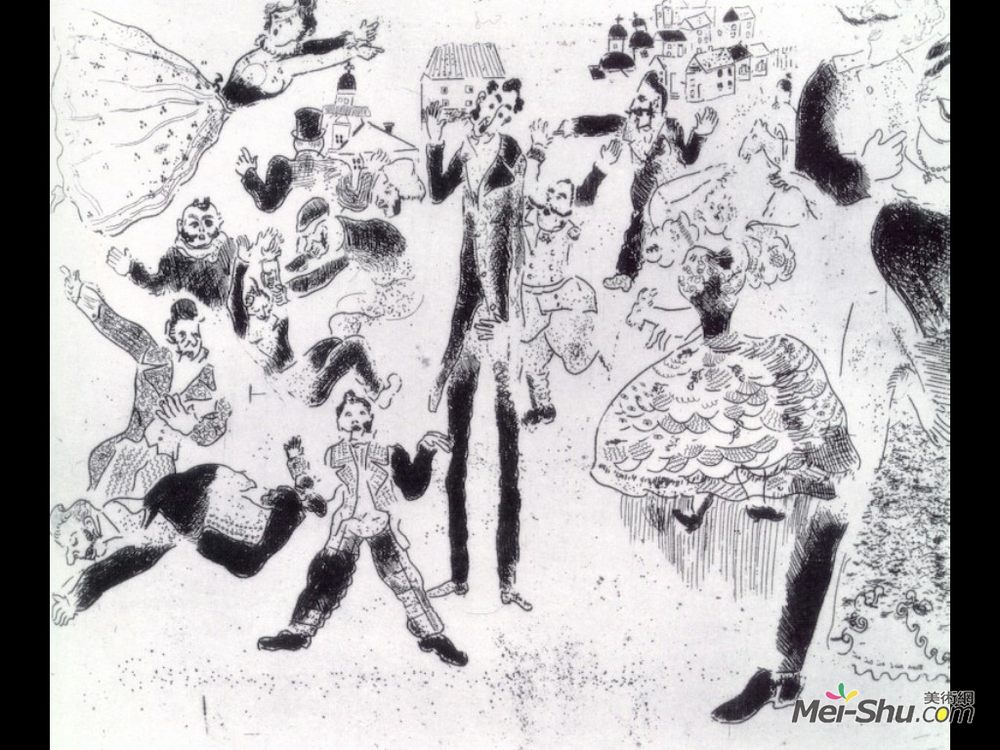 马克·夏加尔(Marc Chagall)高清作品《宴会沦为争吵》