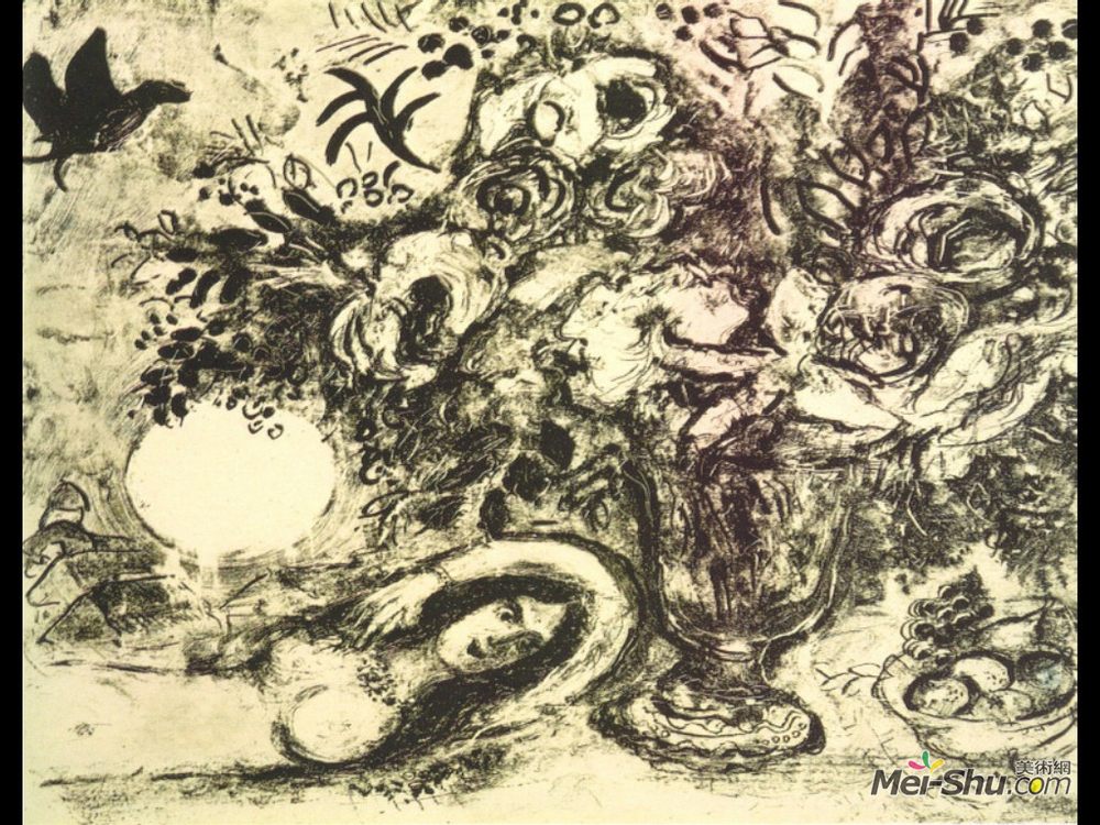 马克·夏加尔(Marc Chagall)高清作品《布凯与满月》
