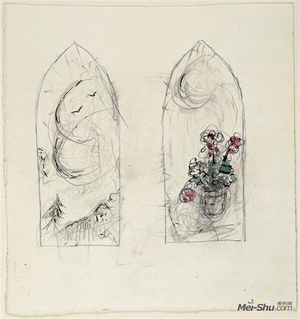 马克·夏加尔(Marc Chagall)高清作品《塞朗特教堂》