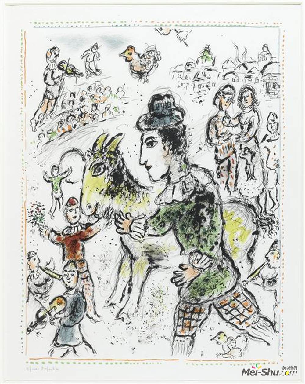 马克·夏加尔(Marc Chagall)高清作品《黄羊小丑》