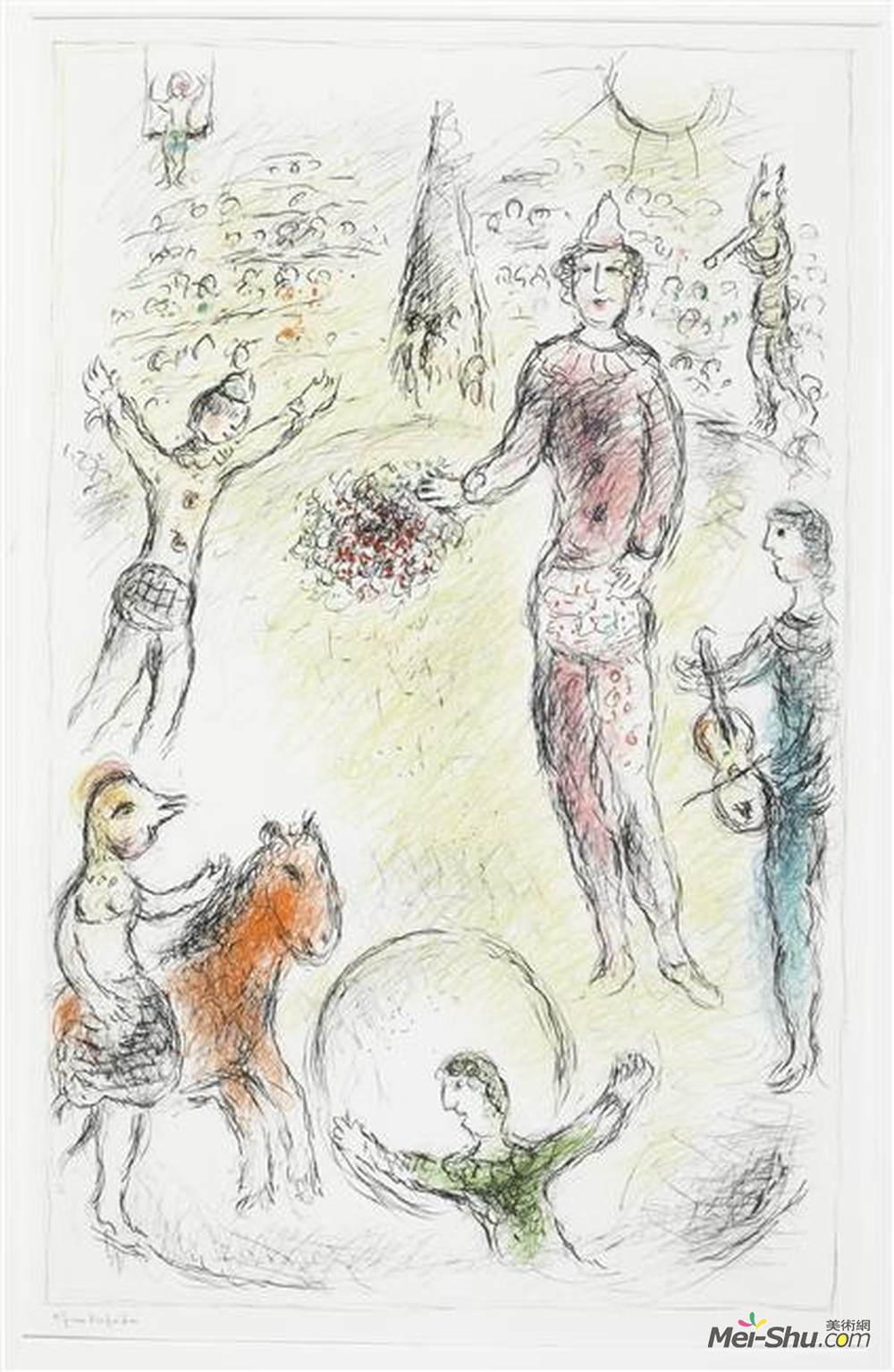 马克·夏加尔(Marc Chagall)高清作品《小丑音乐家》