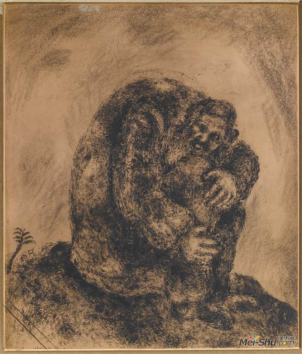 马克·夏加尔(Marc Chagall)高清作品《位于卡梅尔山顶的以利亚宣布即将到来》