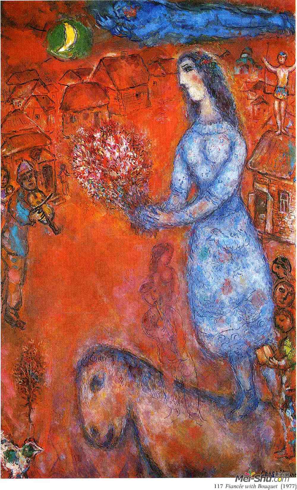 马克·夏加尔(Marc Chagall)高清作品《花束未婚妻》
