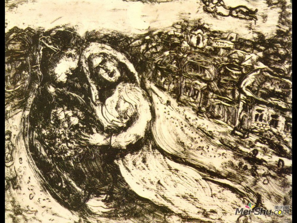 马克·夏加尔(Marc Chagall)高清作品《恋人的天空》