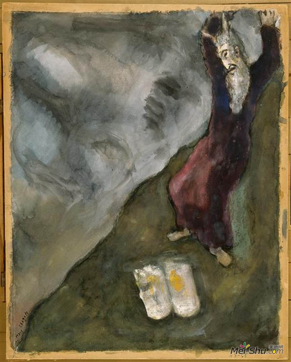 马克·夏加尔(Marc Chagall)高清作品《摩西打破法律条文》
