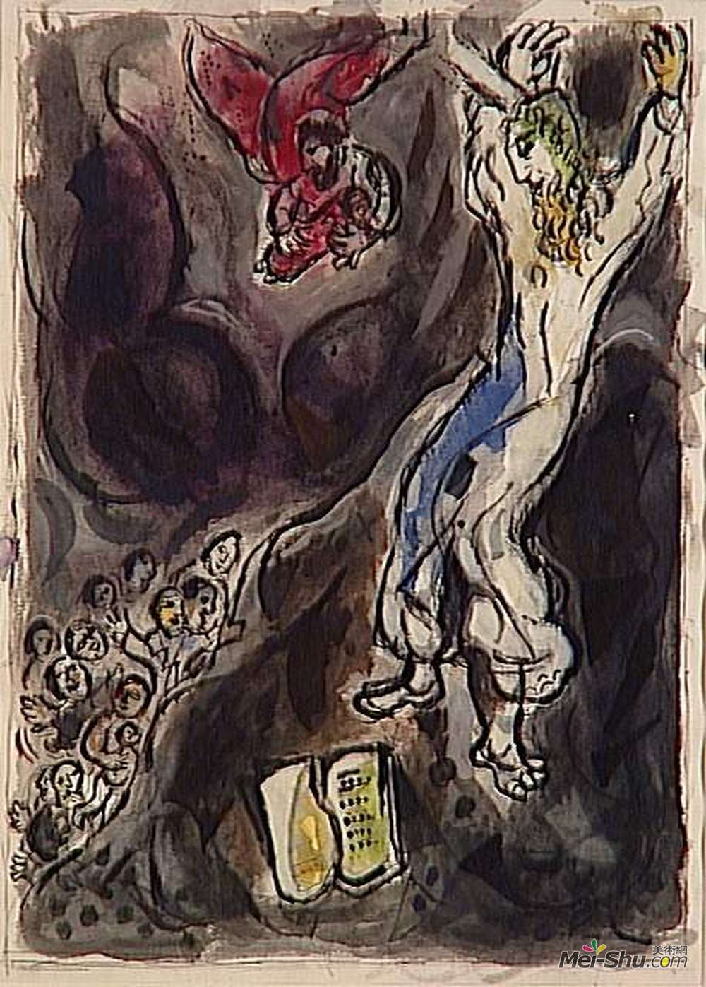 马克·夏加尔(Marc Chagall)高清作品《摩西打破法律条文》