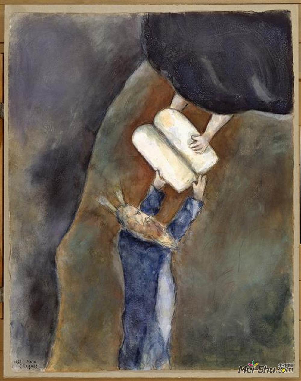 马克·夏加尔(Marc Chagall)高清作品《摩西收到法律的药片。》