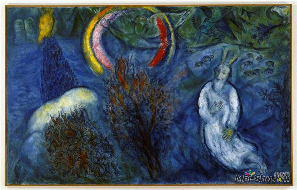 马克·夏加尔(Marc Chagall)高清作品《摩西与燃烧的布什》