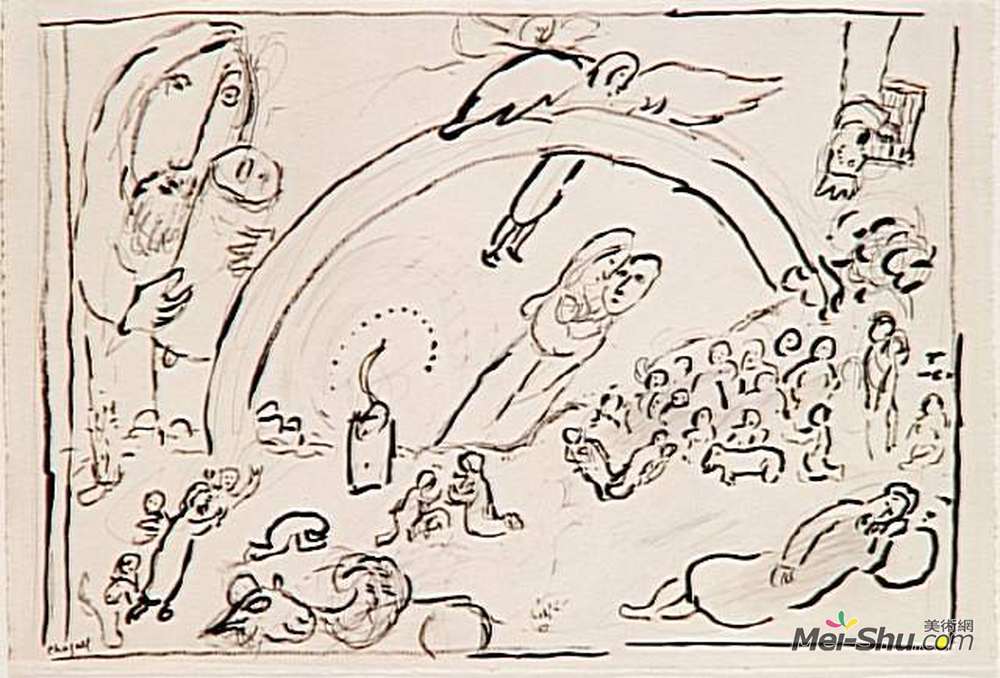 马克·夏加尔(Marc Chagall)高清作品《诺亚和彩虹》
