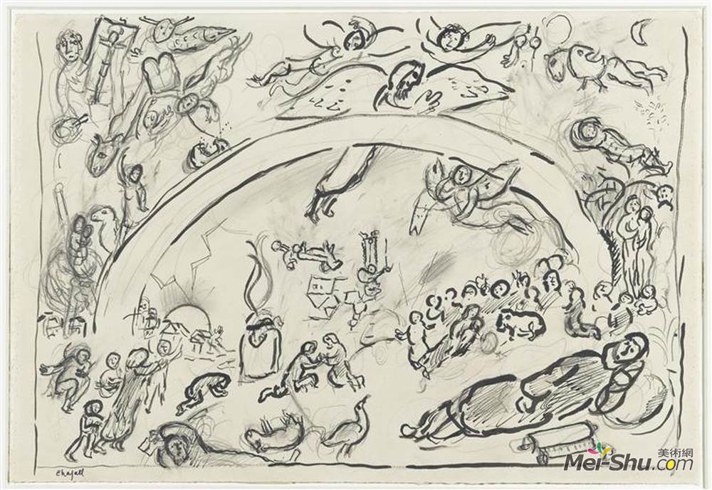 马克·夏加尔(Marc Chagall)高清作品《诺亚和彩虹》