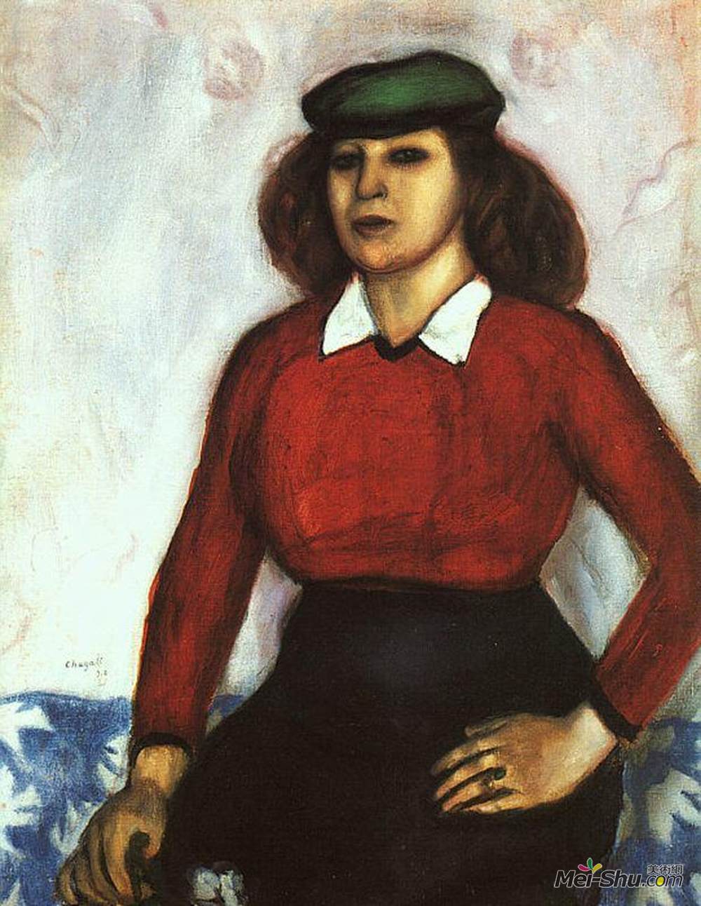 马克·夏加尔(Marc Chagall)高清作品《Portrait of artist's sister (Aniuta)》