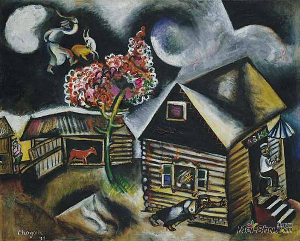 马克·夏加尔(Marc Chagall)高清作品《雨》