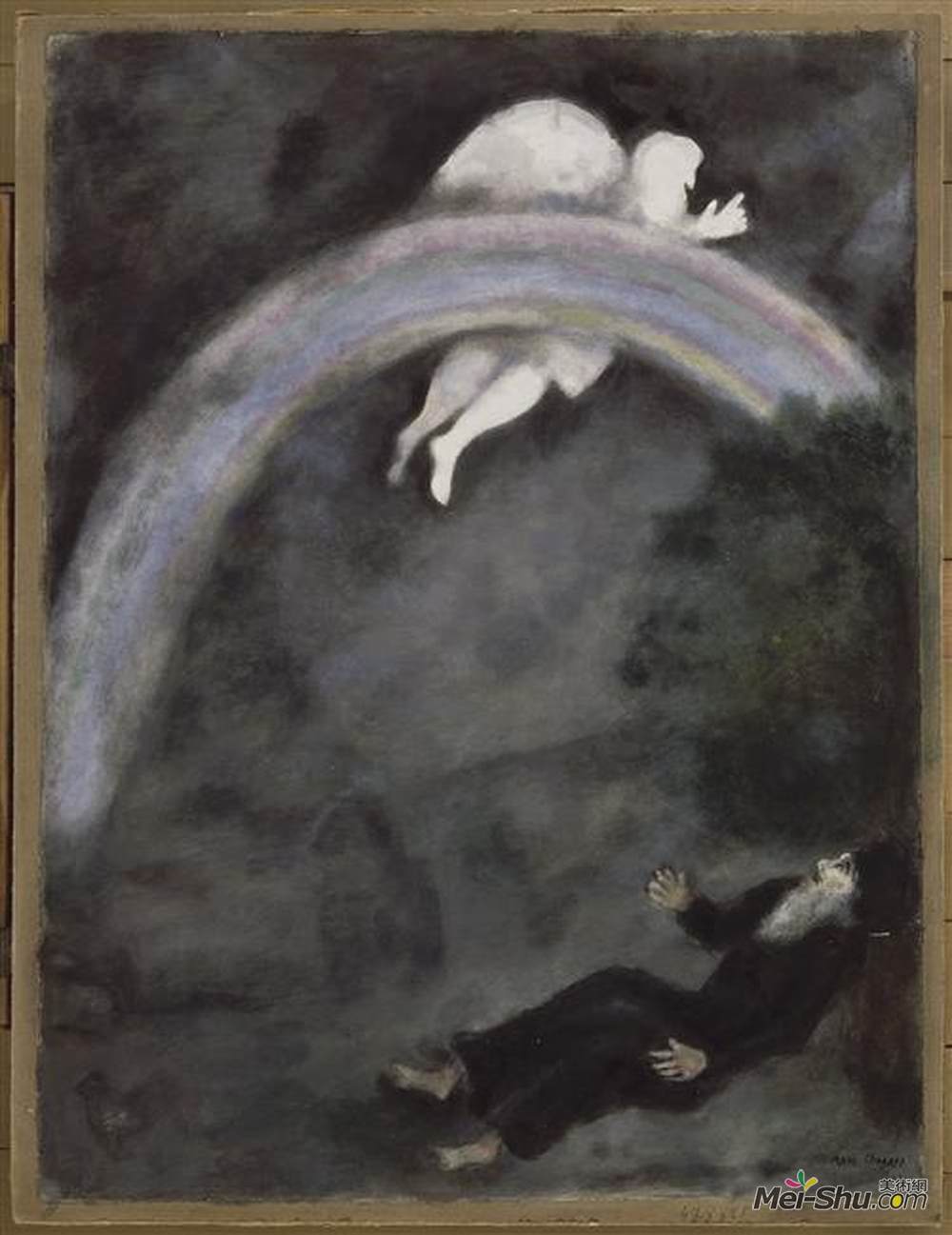 马克·夏加尔(Marc Chagall)高清作品《天空中的彩虹，上帝与地球的盟约》