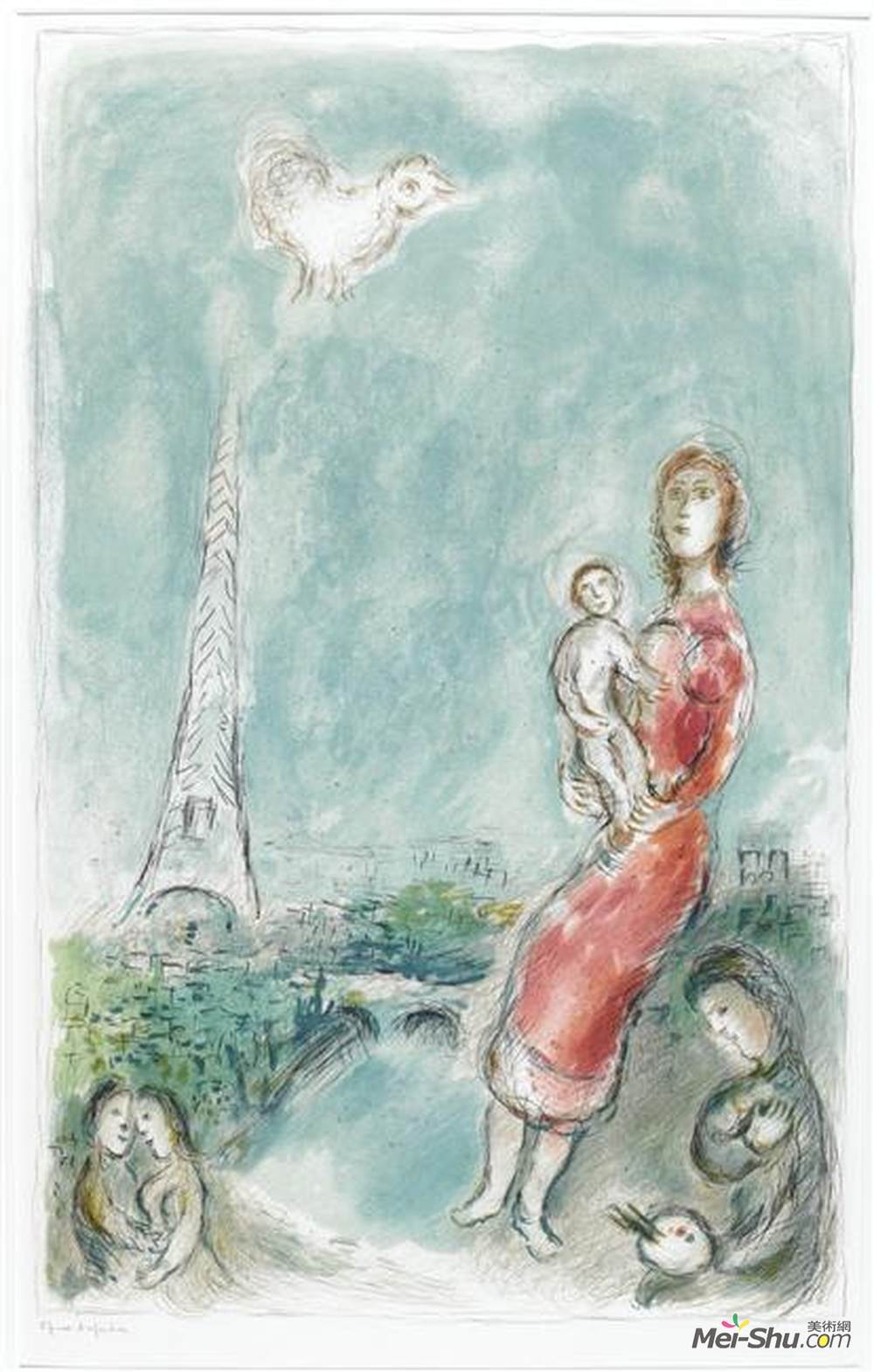 马克·夏加尔(Marc Chagall)高清作品《红色母性》