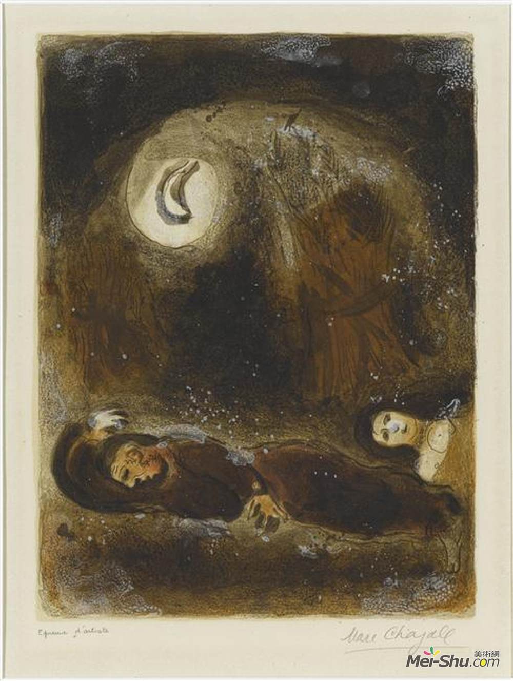 马克·夏加尔(Marc Chagall)高清作品《波阿斯脚下的鲁思》