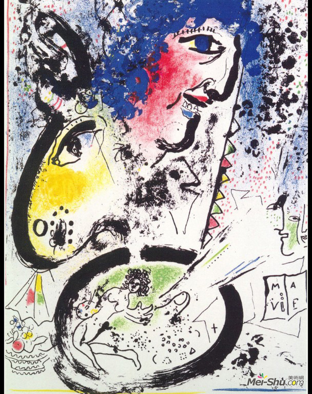马克·夏加尔(Marc Chagall)高清作品《自画像》