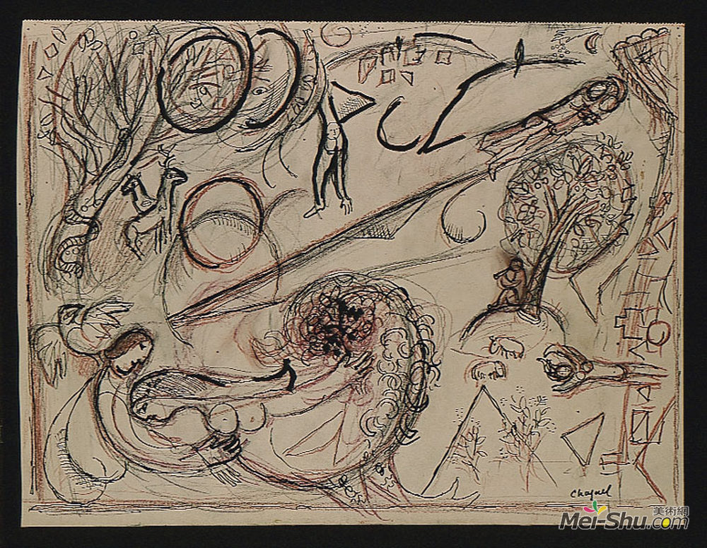 马克·夏加尔(Marc Chagall)高清作品《歌曲之我》