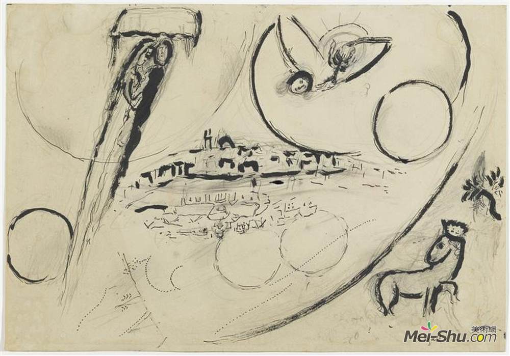 马克·夏加尔(Marc Chagall)高清作品《歌曲之三》