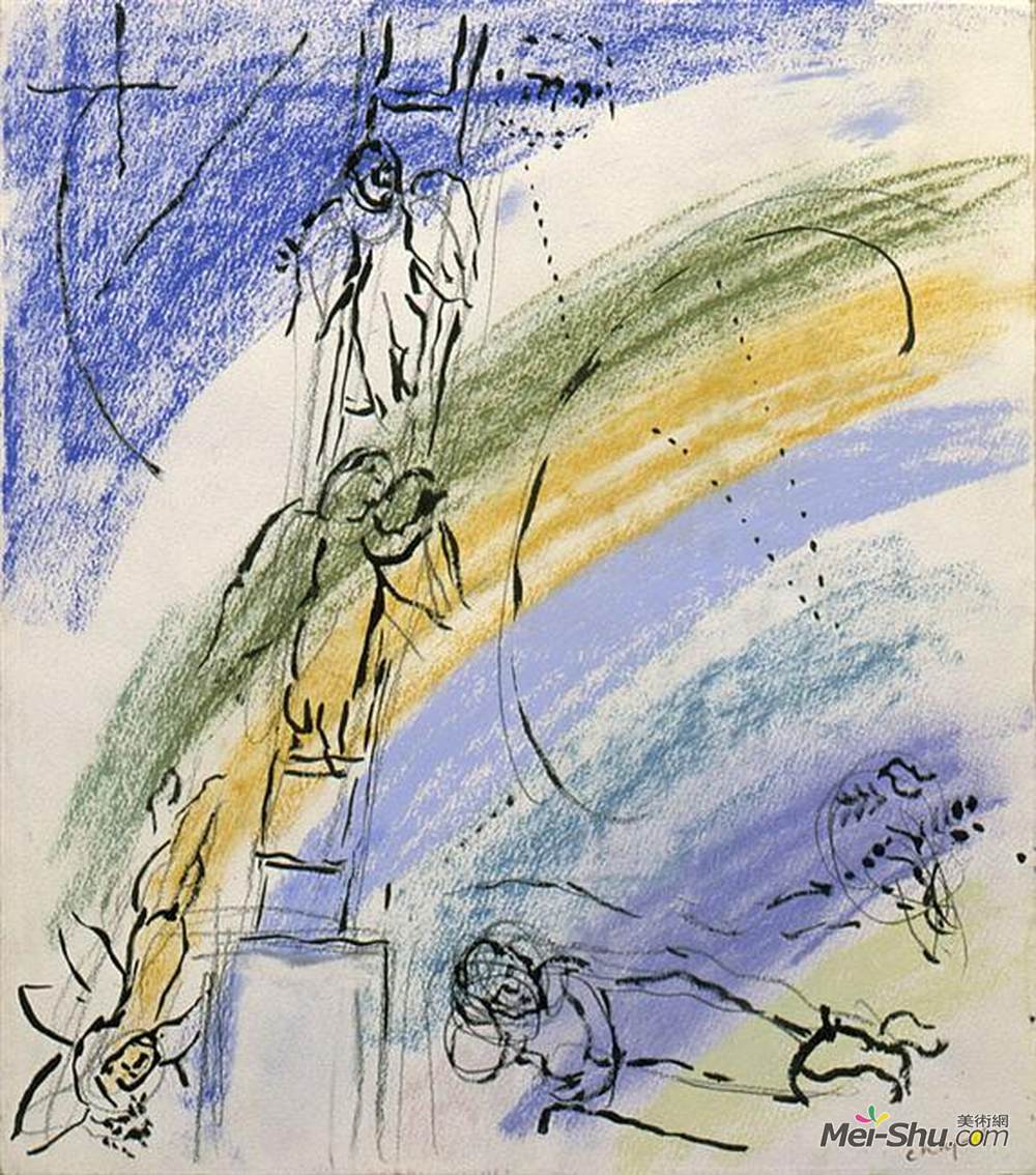 马克·夏加尔(Marc Chagall)高清作品《“雅各伯梦”研究》