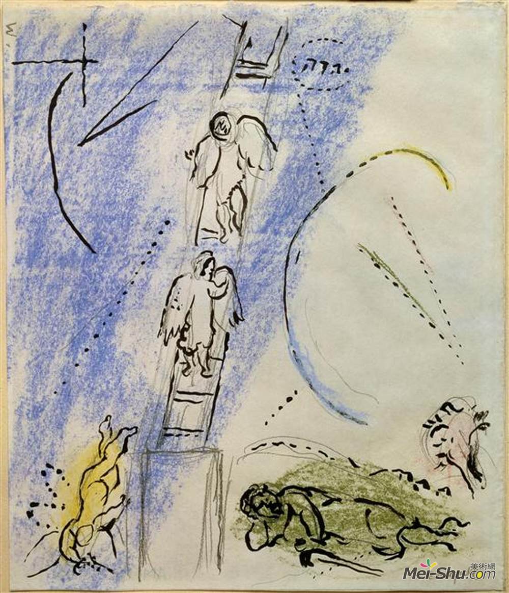 马克·夏加尔(Marc Chagall)高清作品《“雅各伯梦”研究》