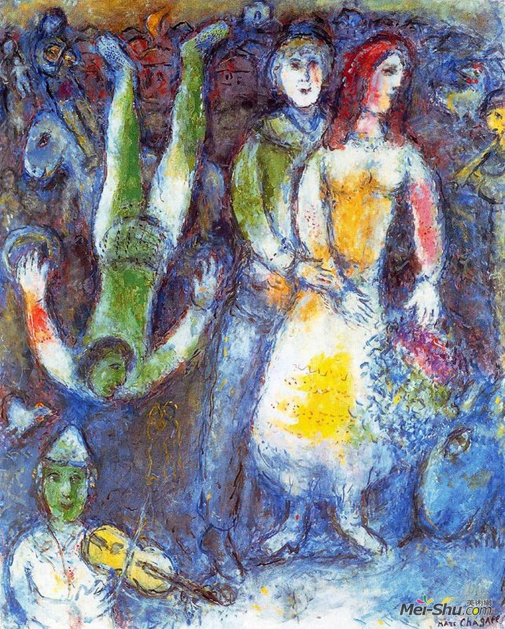 马克·夏加尔(Marc Chagall)高清作品《飞行小丑》