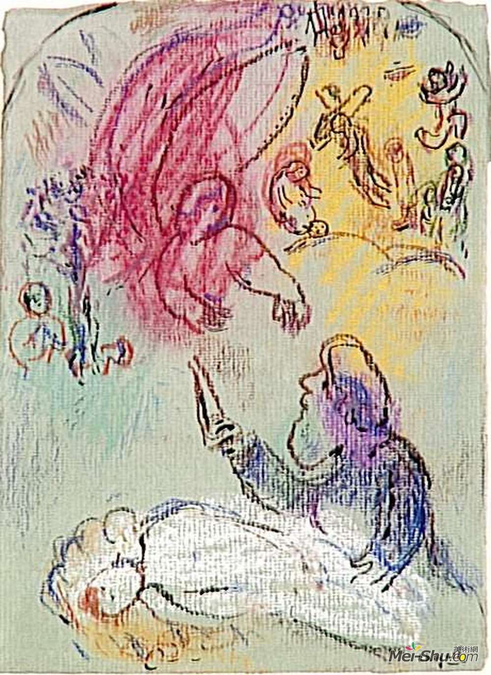 马克·夏加尔(Marc Chagall)高清作品《艾萨克的牺牲》