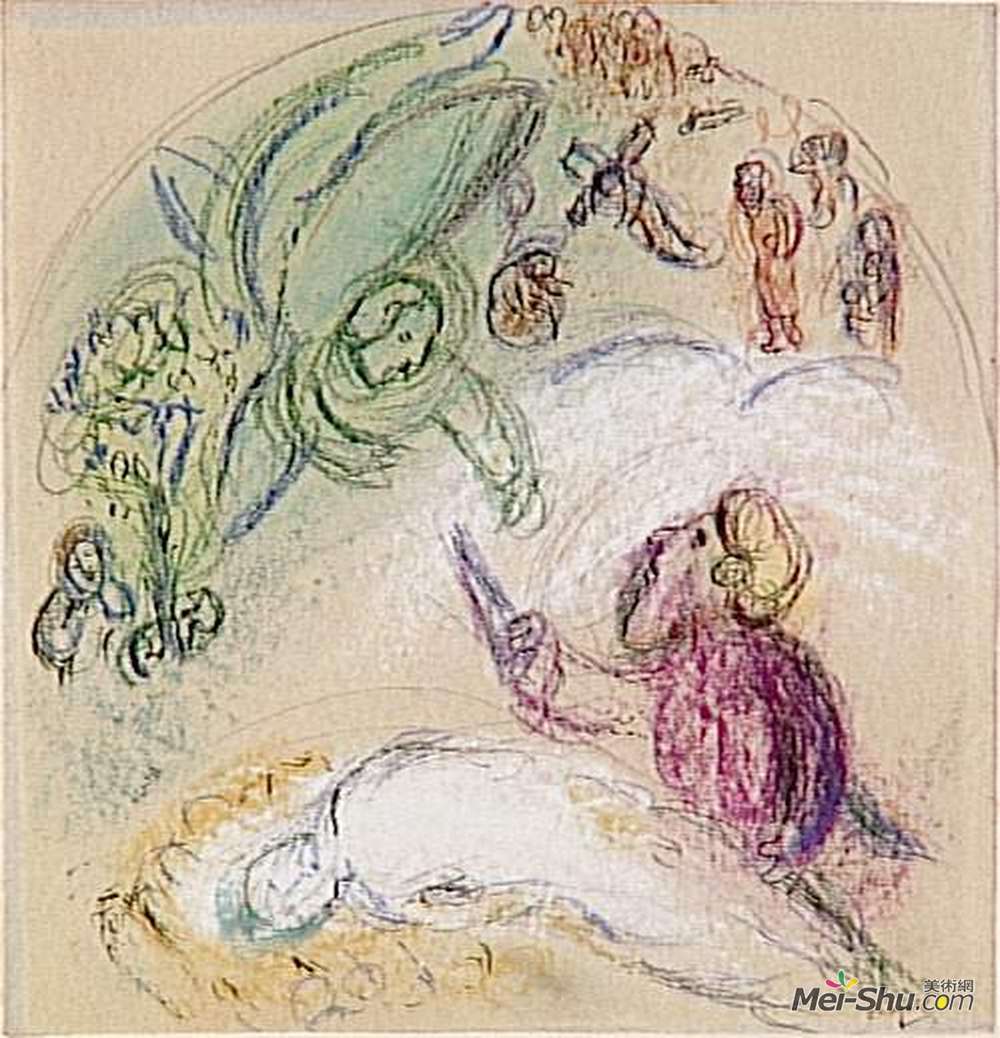 马克·夏加尔(Marc Chagall)高清作品《艾萨克的牺牲》