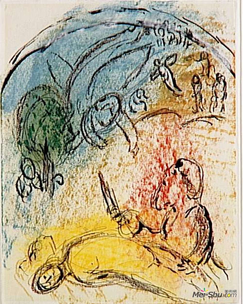 马克·夏加尔(Marc Chagall)高清作品《艾萨克的牺牲》