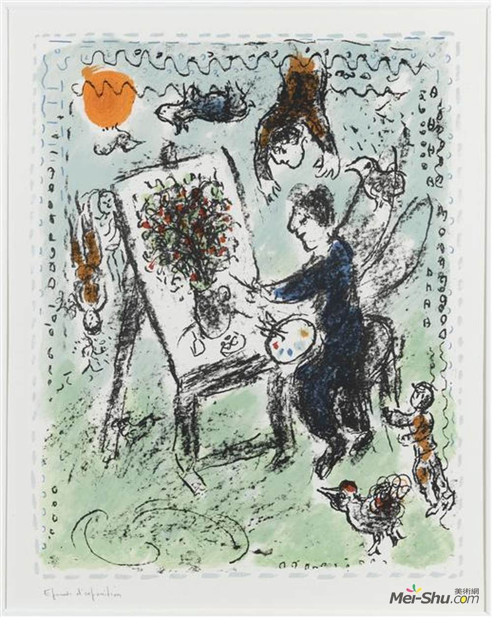 马克·夏加尔(Marc Chagall)高清作品《有翼画家》