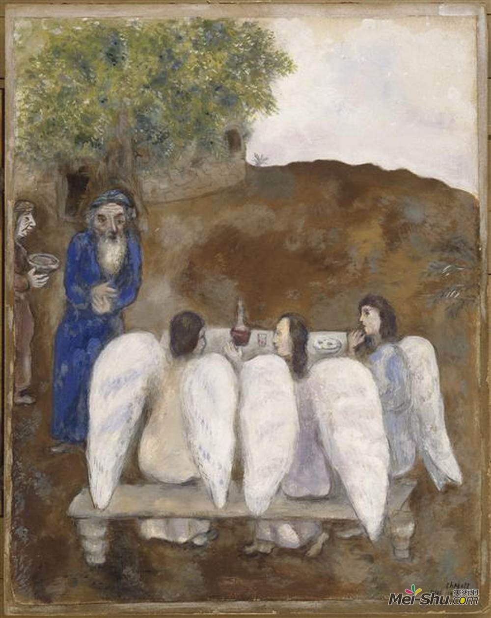 马克·夏加尔(Marc Chagall)高清作品《三天使亚伯拉罕》