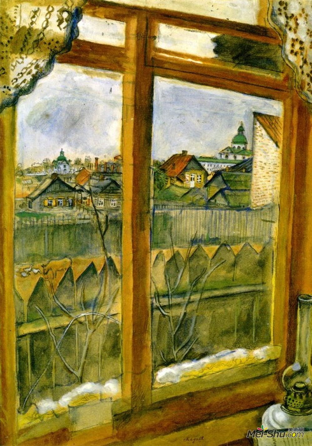 马克·夏加尔(Marc Chagall)高清作品《从窗口看（维特伯斯克）》