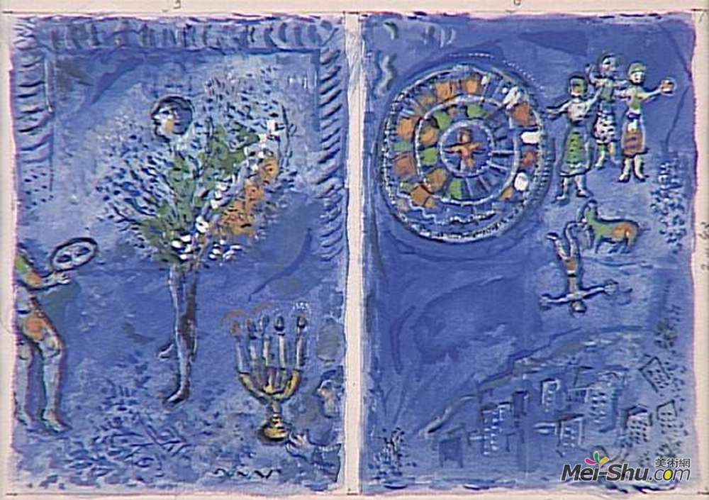 马克·夏加尔(Marc Chagall)高清作品《芝加哥艺术学院热潮》
