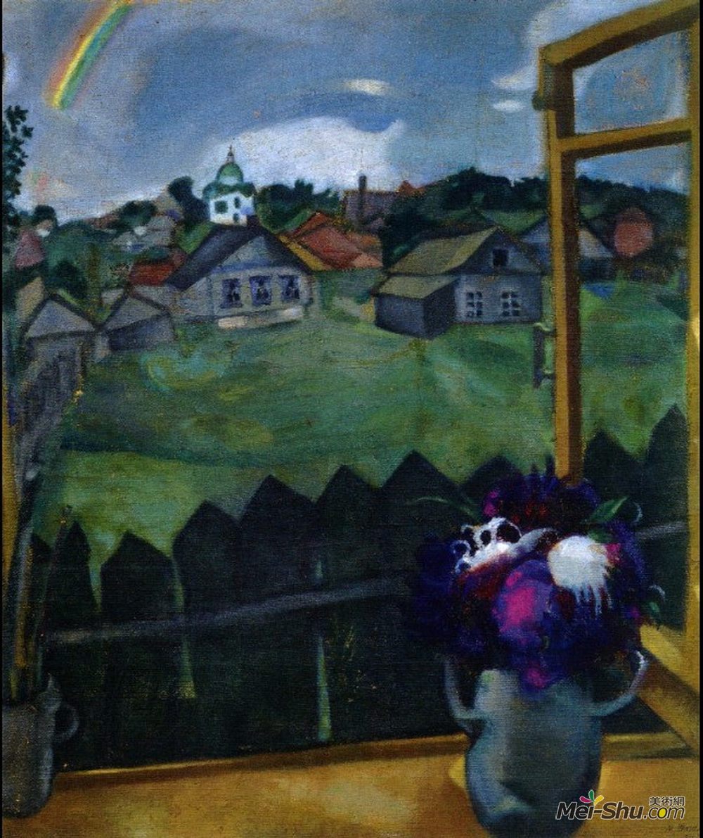 马克·夏加尔(Marc Chagall)高清作品《维特伯斯克之窗》