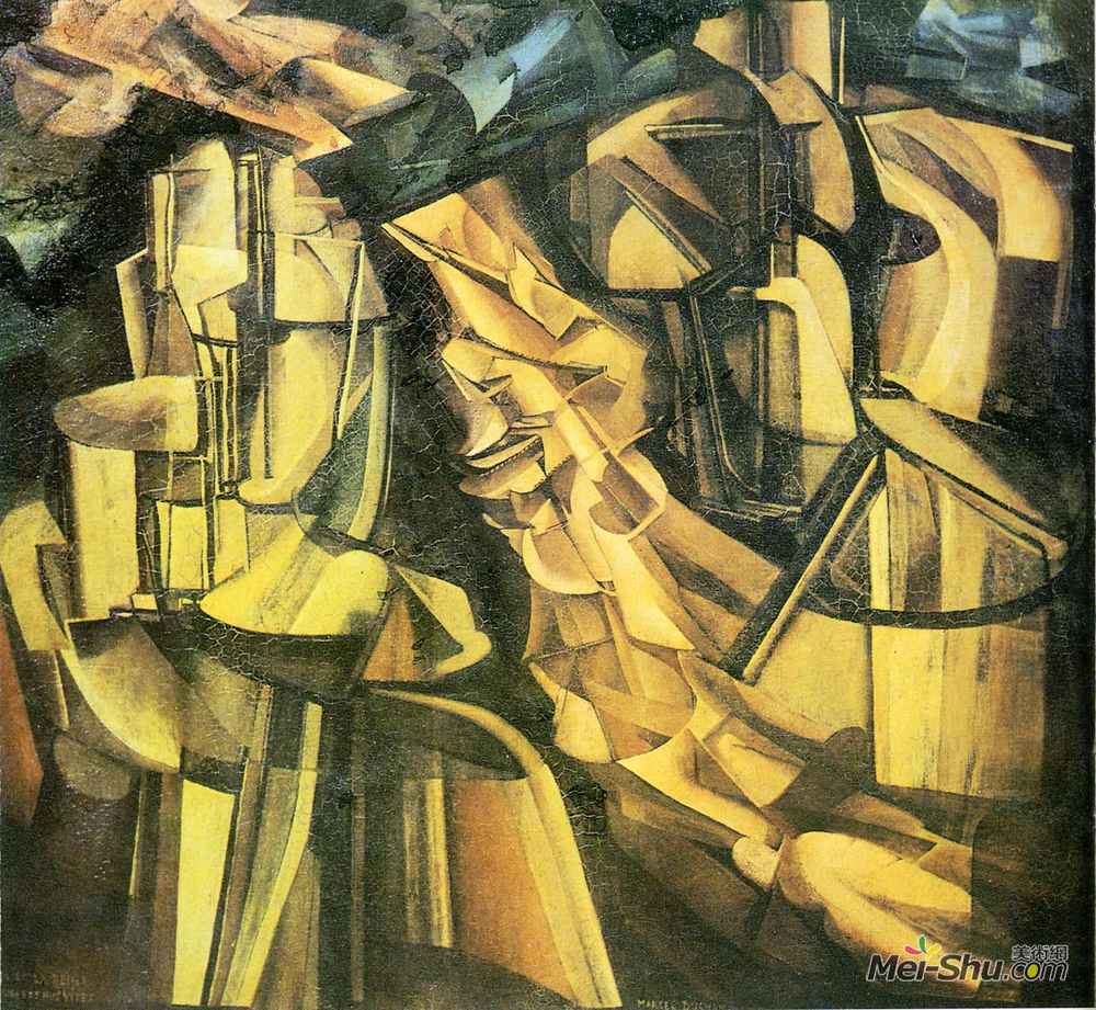 马塞尔·杜尚(Marcel Duchamp)高清作品《国王和王后被快速的裸体包围》