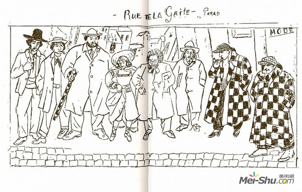 玛丽·沃罗比耶夫(Marevna (Marie Vorobieff))高清作品《The march down Rue de la Gatti in Paris》