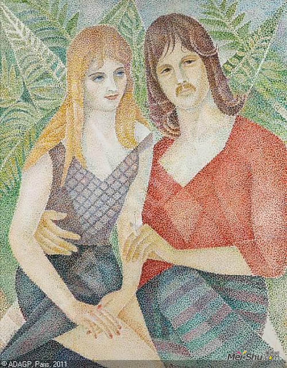 玛丽·沃罗比耶夫(Marevna (Marie Vorobieff))高清作品《大卫霍奇和女朋友的肖像》