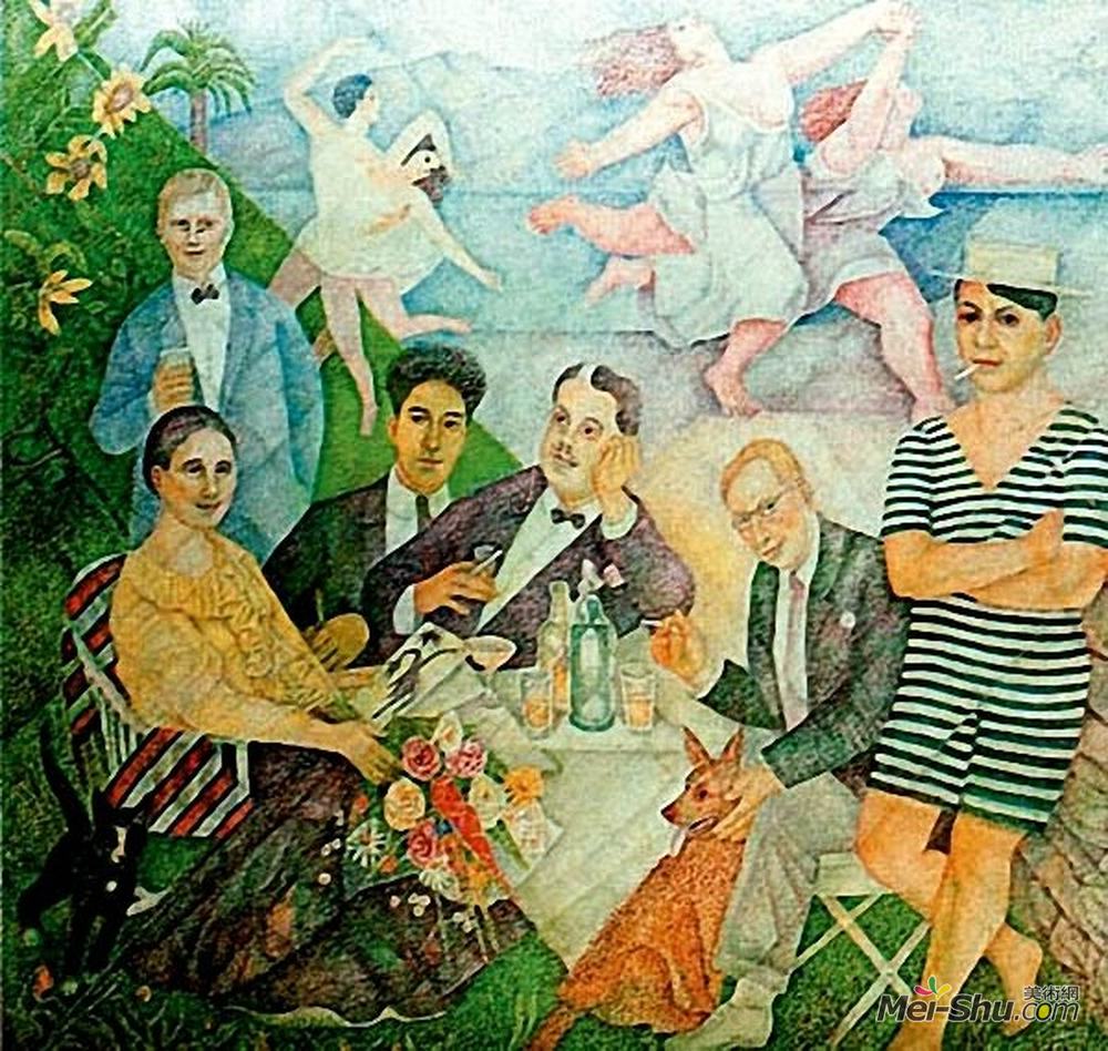 玛丽·沃罗比耶夫(Marevna (Marie Vorobieff))高清作品《向来自蒙帕尔纳斯的朋友致敬》