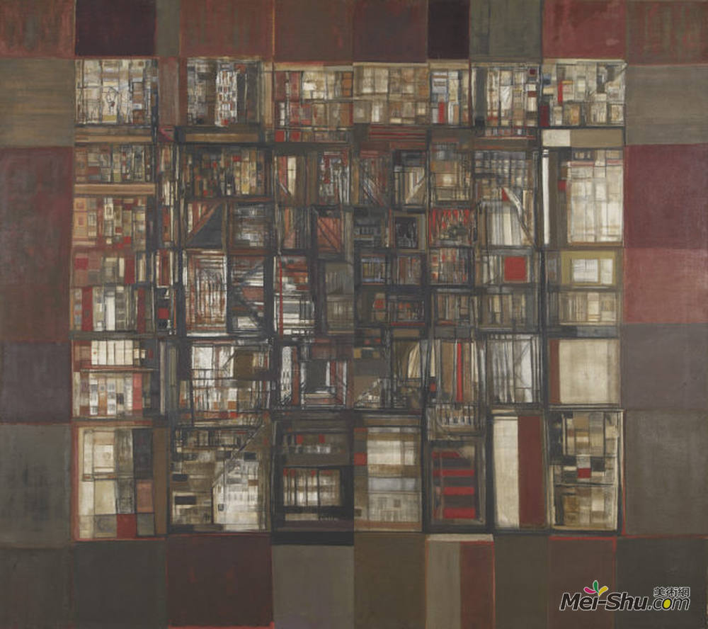 玛丽亚·海伦娜·维埃拉·达·席尔瓦(Maria Helena Vieira da Silva)高清作品《福戈岛图书馆》