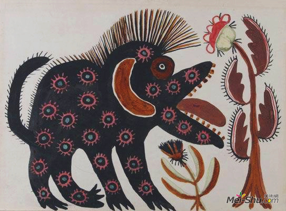 玛丽亚普里马琴科(Maria Primachenko)高清作品《黑兽》