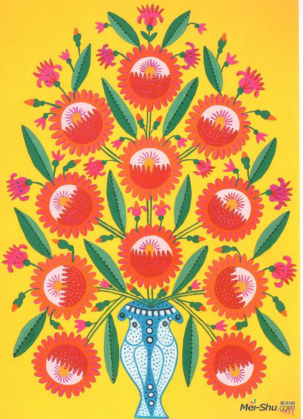 玛丽亚普里马琴科(Maria Primachenko)高清作品《I Give You, Kyiv, These Polissia Flowers and This Bright Sun》