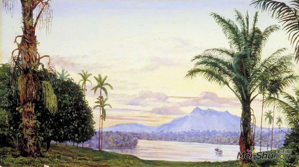 玛丽安娜·诺斯(Marianne North)高清作品《View of Matang and River, Sarawak, Borneo》